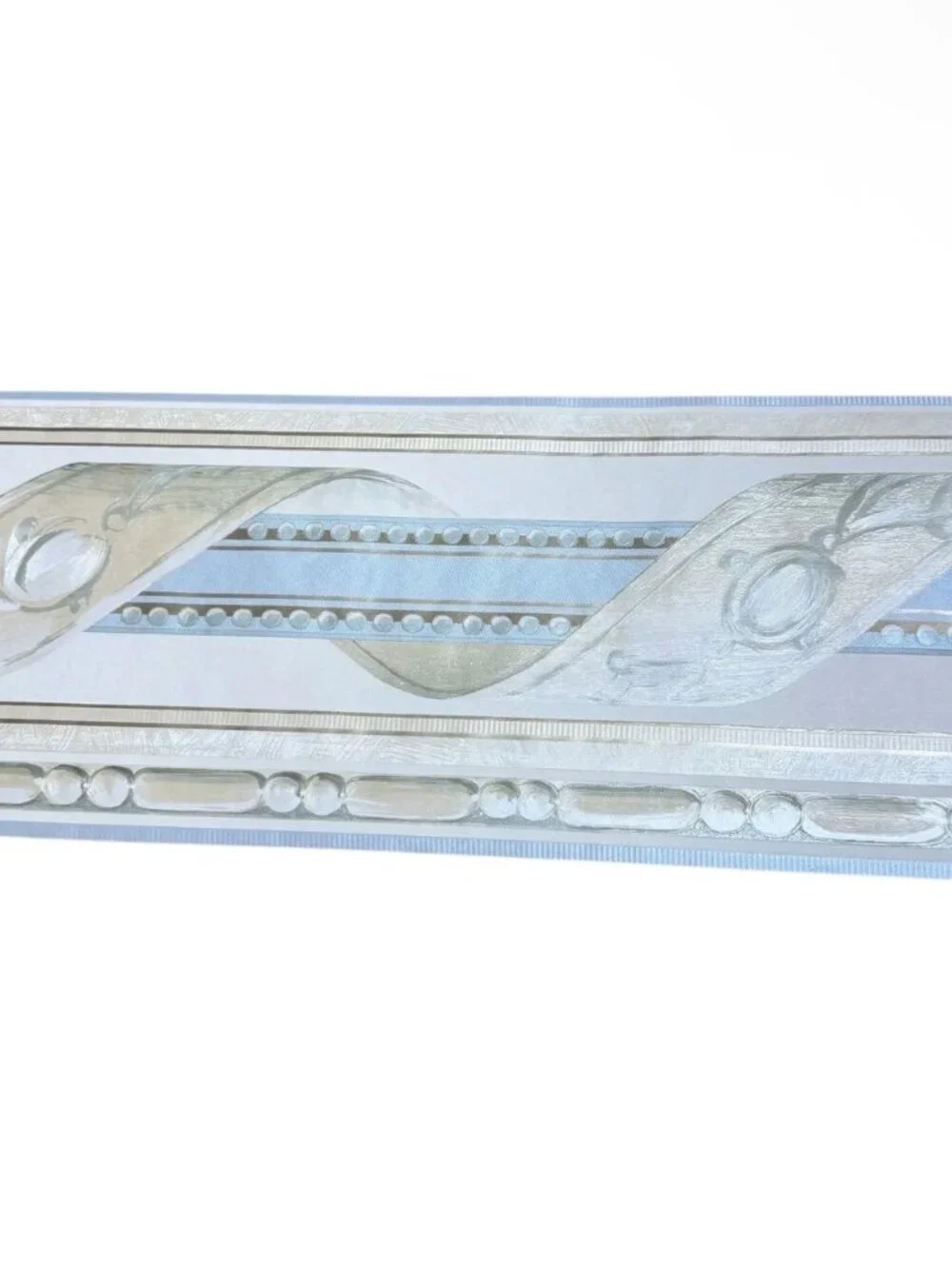 Sunworthy 3 Rolls Vintage Wallpaper Border Ribbon Bead 5581103 Textured Blue NEW